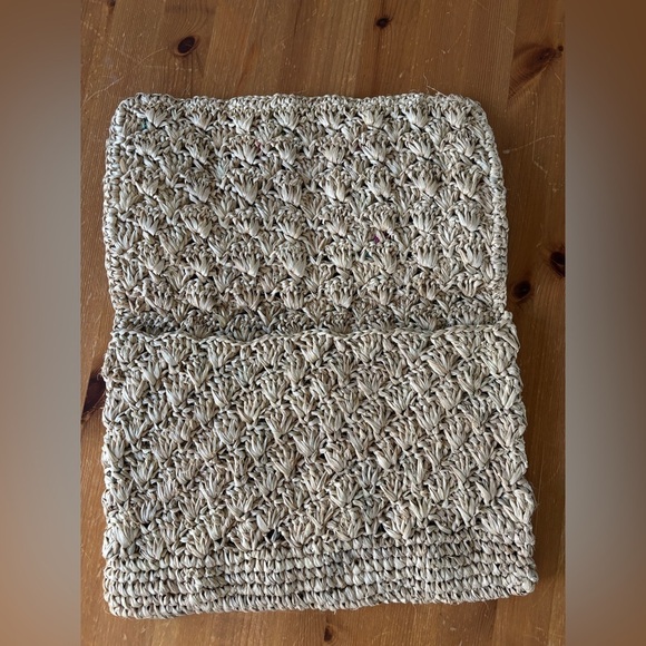 Serpui Marie Woven Straw Clutch with Colorful Pom-Poms Design - Picture 3 of 8